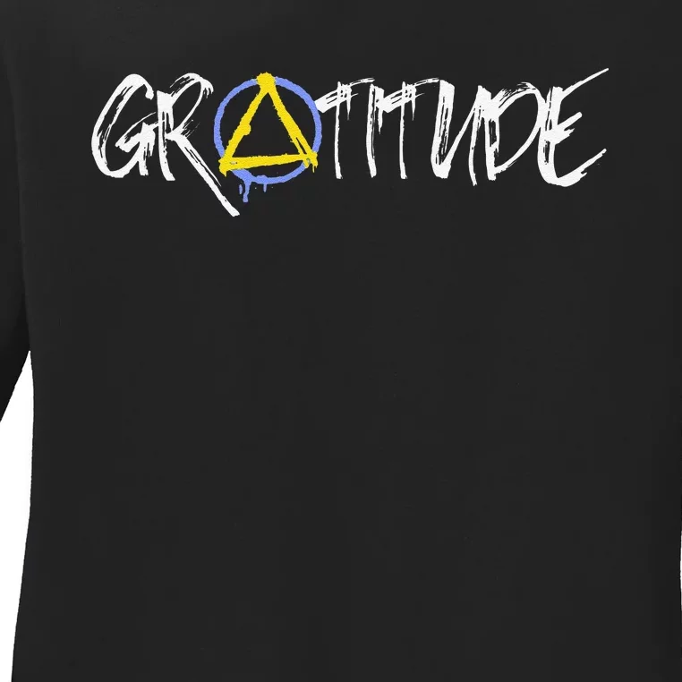 Gratitude Sobriety Symbol Ladies Long Sleeve Shirt