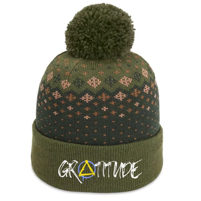 Gratitude Sobriety Symbol The Baniff Cuffed Pom Beanie