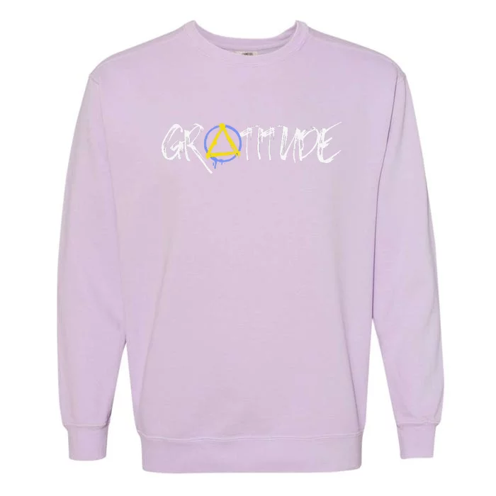 Gratitude Sobriety Symbol Garment-Dyed Sweatshirt