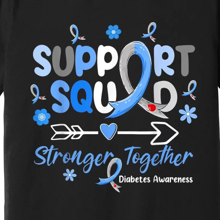 Groovy Support Squad Blue Ribbon Diabetes Awareness Premium T-Shirt