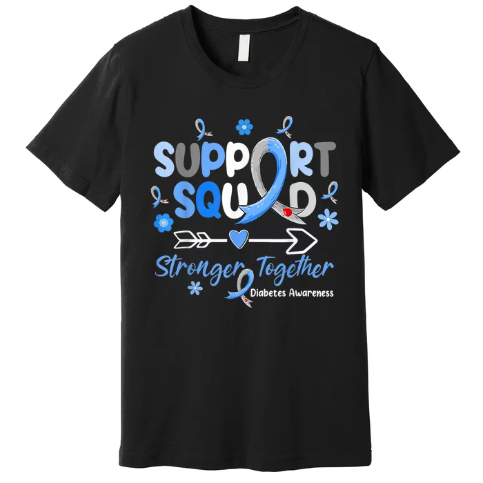 Groovy Support Squad Blue Ribbon Diabetes Awareness Premium T-Shirt