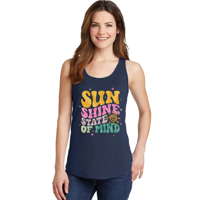 Groovy Sunshine State Of Mind Summer Break Vacation Ladies Essential Tank