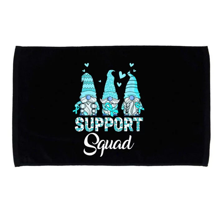 Gnomies Support Squad Teal Ribbon Ovarian Cancer Awareness Microfiber Hand Towel