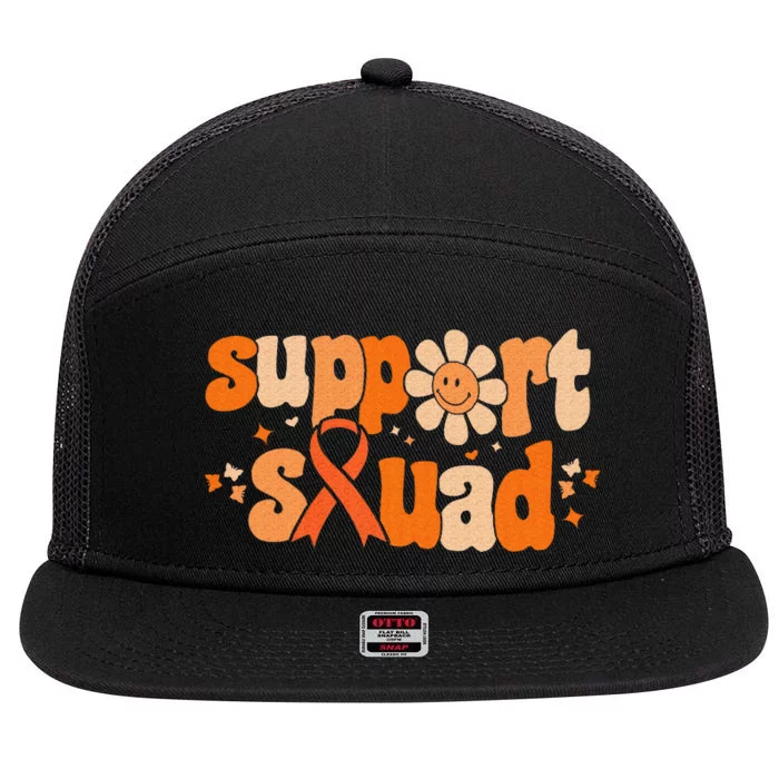 Groovy Support Squad Multiple Sclerosis Awareness Mom Women 7 Panel Mesh Trucker Snapback Hat