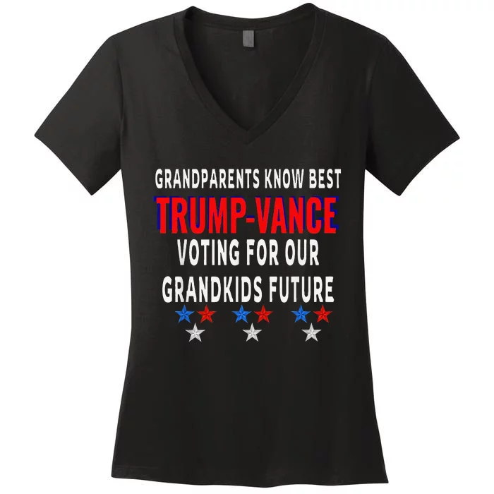 Grandparents Support Trump Vance Strong Message Election Women's V-Neck T-Shirt