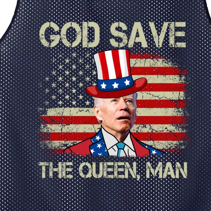 God Save The Queen Man Funny Joe Biden Shirts Mesh Reversible Basketball Jersey Tank