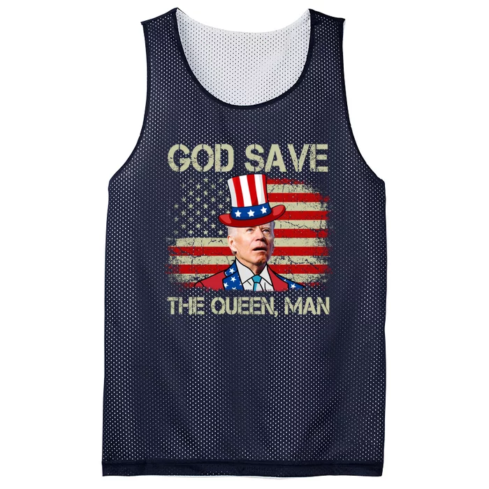 God Save The Queen Man Funny Joe Biden Shirts Mesh Reversible Basketball Jersey Tank