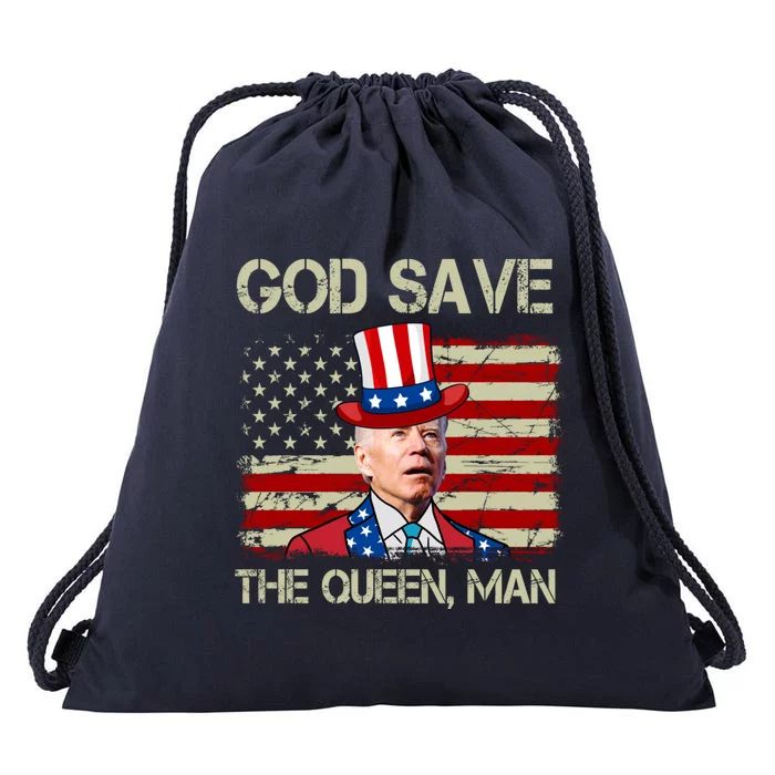 God Save The Queen Man Funny Joe Biden Shirts Drawstring Bag