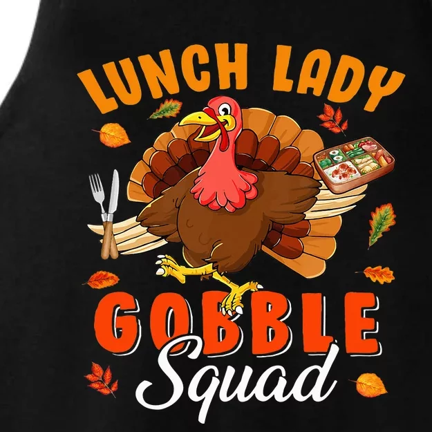 Gobble Squad Thanksgiving Turkey Enthusiast Lunch Lady Ladies Tri-Blend Wicking Tank