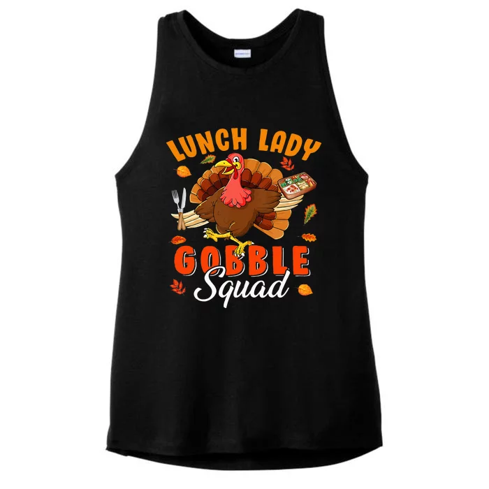 Gobble Squad Thanksgiving Turkey Enthusiast Lunch Lady Ladies Tri-Blend Wicking Tank