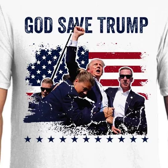 God Save Trump 2024 Fist Rally Trump Rally 2024 Pajama Set