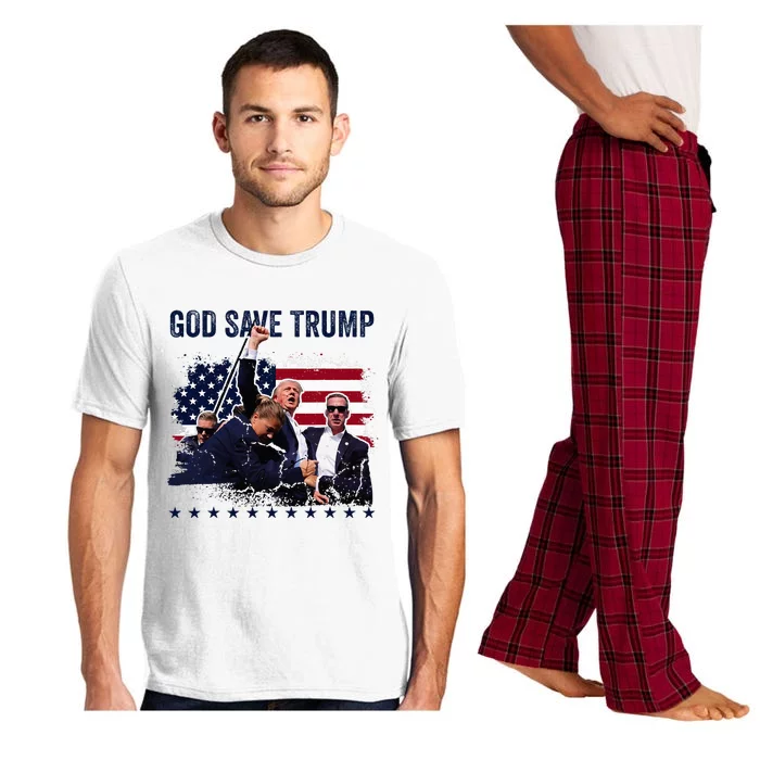 God Save Trump 2024 Fist Rally Trump Rally 2024 Pajama Set