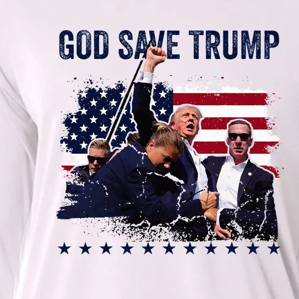 God Save Trump 2024 Fist Rally Trump Rally 2024 Cooling Performance Long Sleeve Crew