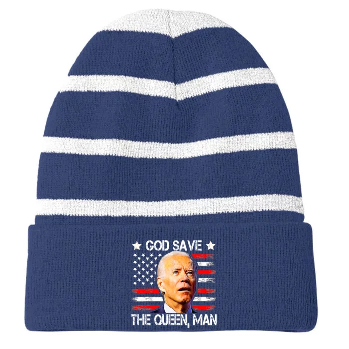 God Save The Queen Man Funny Joe Biden Shirts Striped Beanie with Solid Band