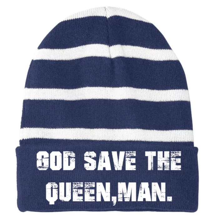 God Save The Queen Striped Beanie with Solid Band