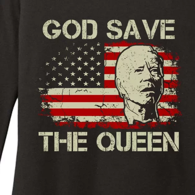 God Save The Queen Man Funny Joe Biden American Flag Womens CVC Long Sleeve Shirt