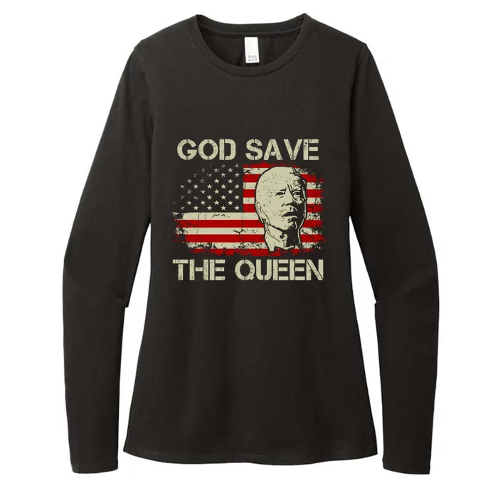 God Save The Queen Man Funny Joe Biden American Flag Womens CVC Long Sleeve Shirt