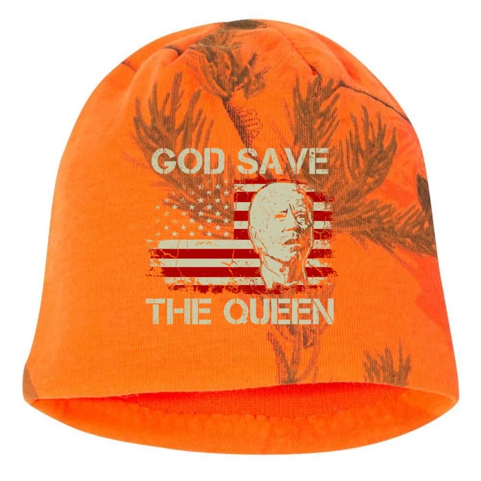 God Save The Queen Man Funny Joe Biden American Flag Kati - Camo Knit Beanie