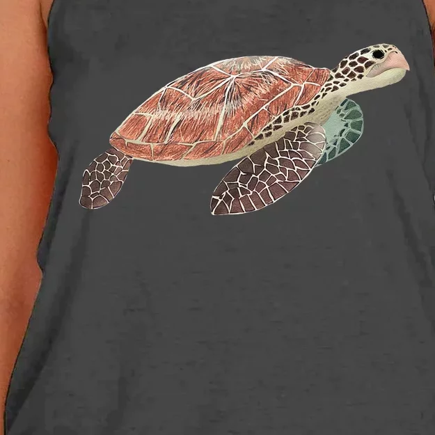 Green Sea Turtle Women's Knotted Racerback Tank