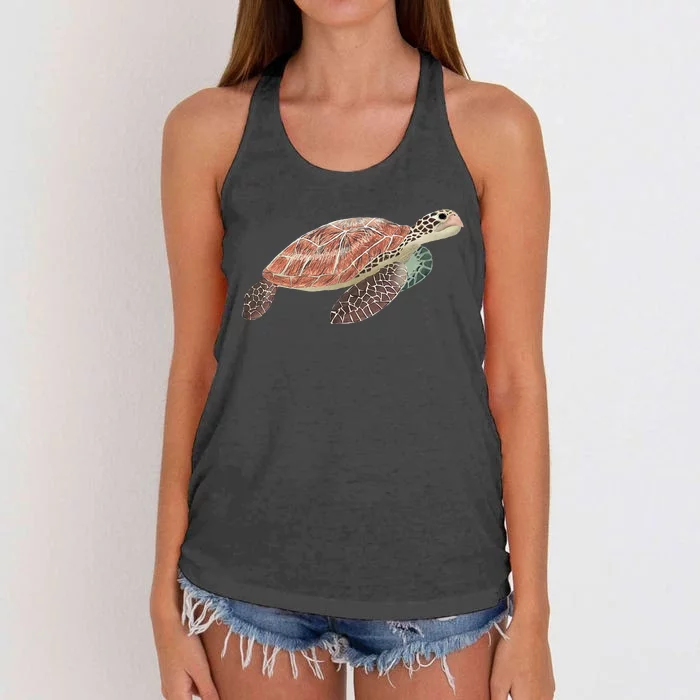 Green Sea Turtle Women's Knotted Racerback Tank