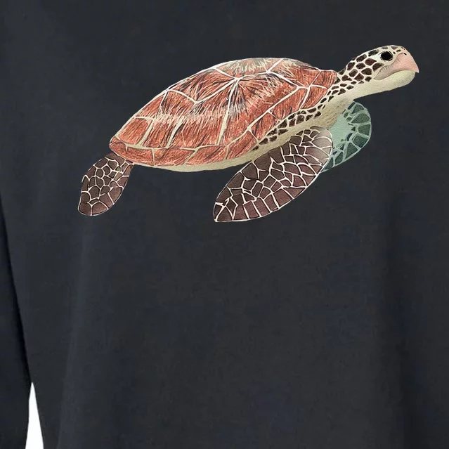 Green Sea Turtle Cropped Pullover Crew