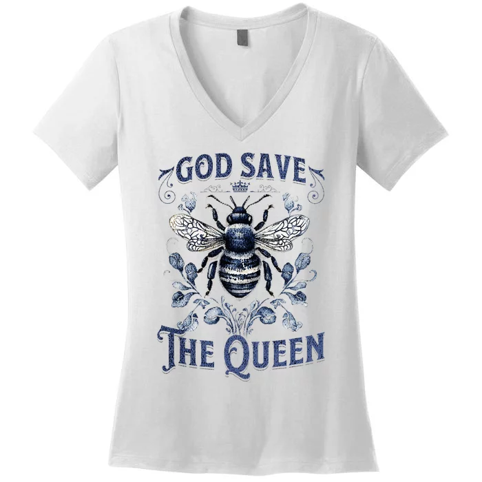 God Save the Queen Bee From Extinction Women's V-Neck T-Shirt