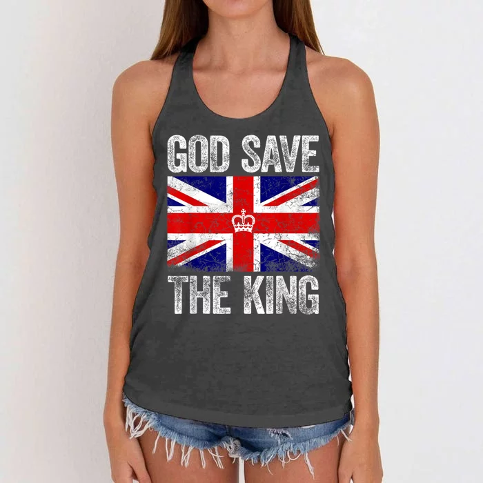 God Save The King Charles III Tee UK Flag Top King Charles Retro Women's Knotted Racerback Tank