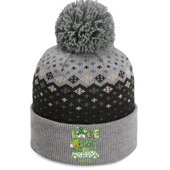 Gnome Shamrock Truck Love Nurse Life Nursing St Patricks Day The Baniff Cuffed Pom Beanie