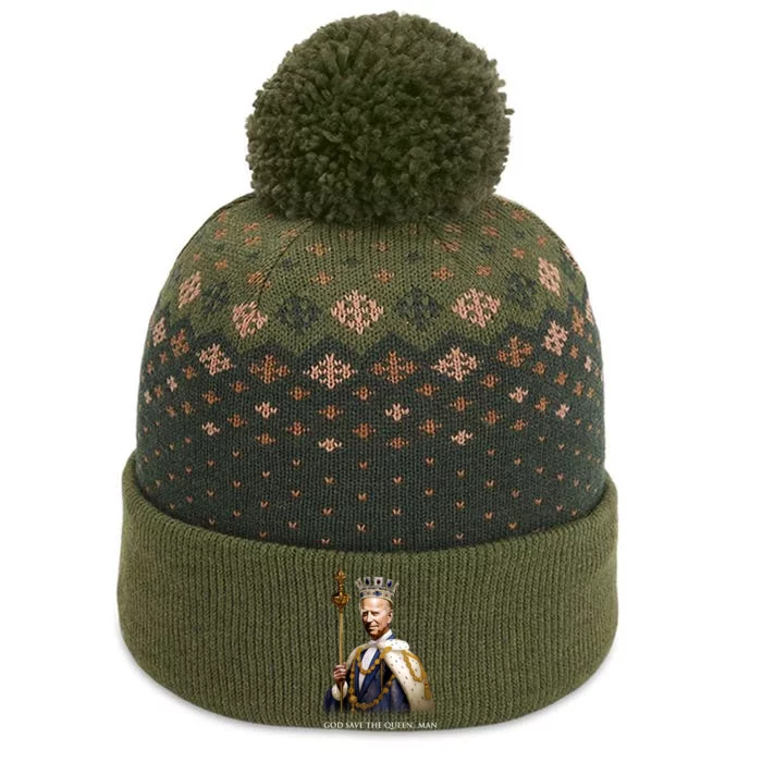 God Save The Queen Man Funny Joe Biden American Flag The Baniff Cuffed Pom Beanie