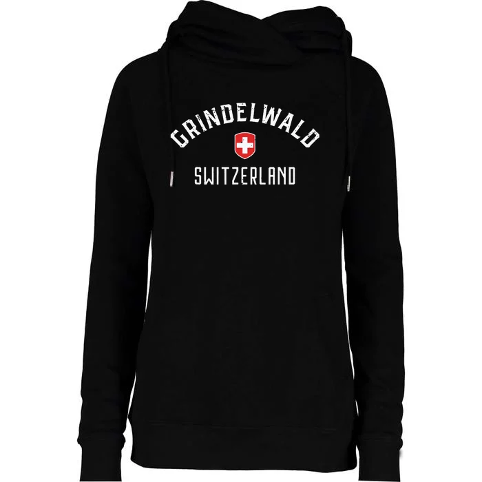 Grindelwald Switzerland T Swiss Flag Grindelwald Womens Funnel Neck Pullover Hood