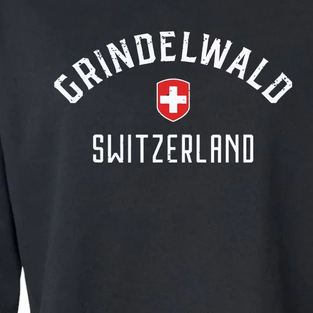 Grindelwald Switzerland T Swiss Flag Grindelwald Cropped Pullover Crew