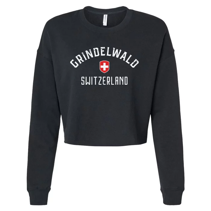 Grindelwald Switzerland T Swiss Flag Grindelwald Cropped Pullover Crew