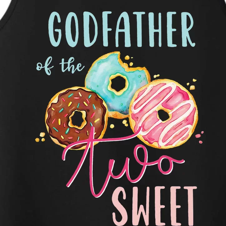 Godfather Sweet Two Donut Birthday Party Theme Performance Tank