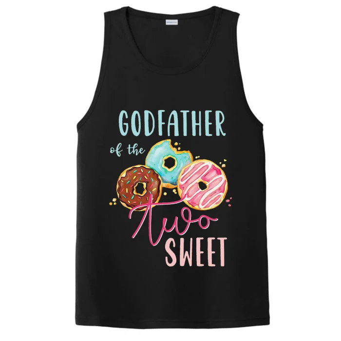 Godfather Sweet Two Donut Birthday Party Theme Performance Tank