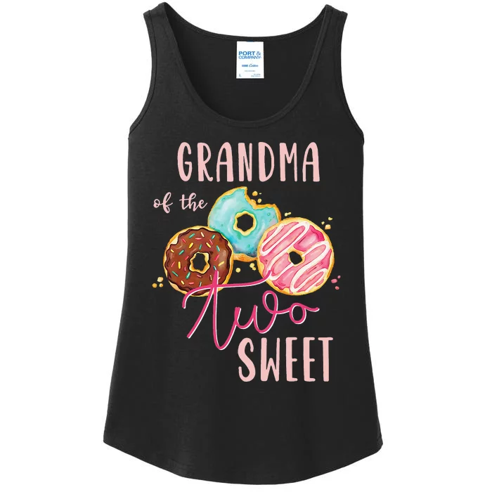 Grandma Sweet Two Donut Birthday Party Theme Ladies Essential Tank