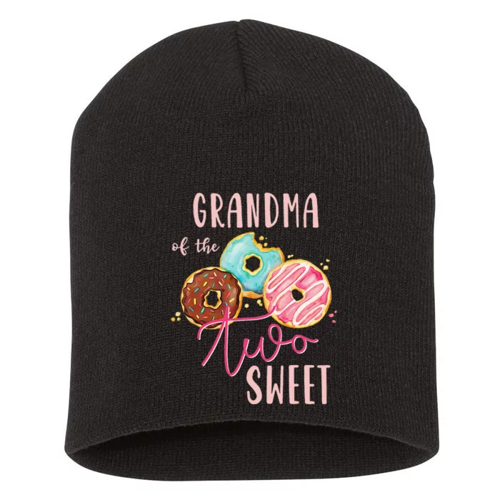 Grandma Sweet Two Donut Birthday Party Theme Short Acrylic Beanie