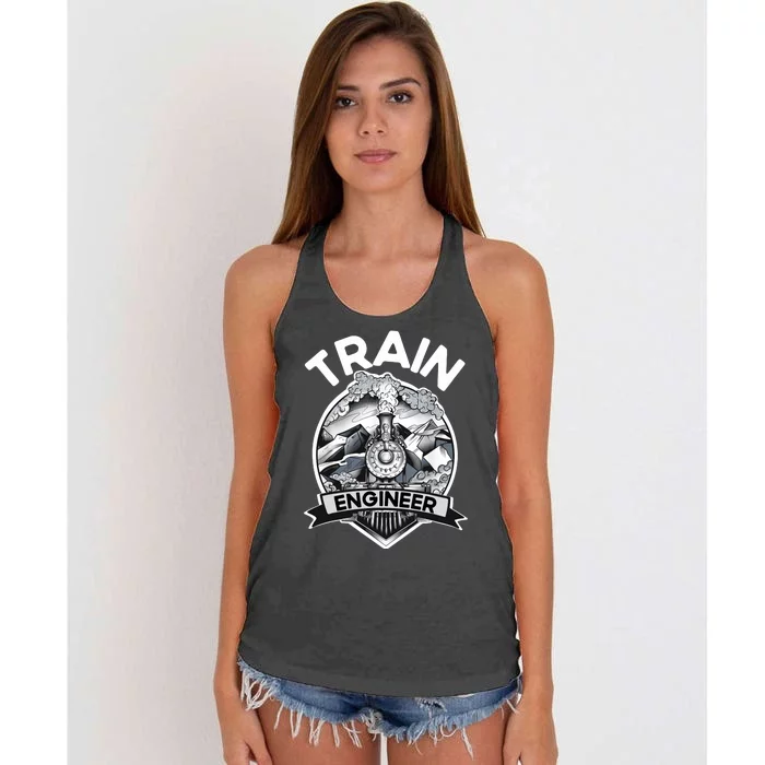 Goth Steam Train Engineer Railroad Worker Model Railway Fan Women's Knotted Racerback Tank