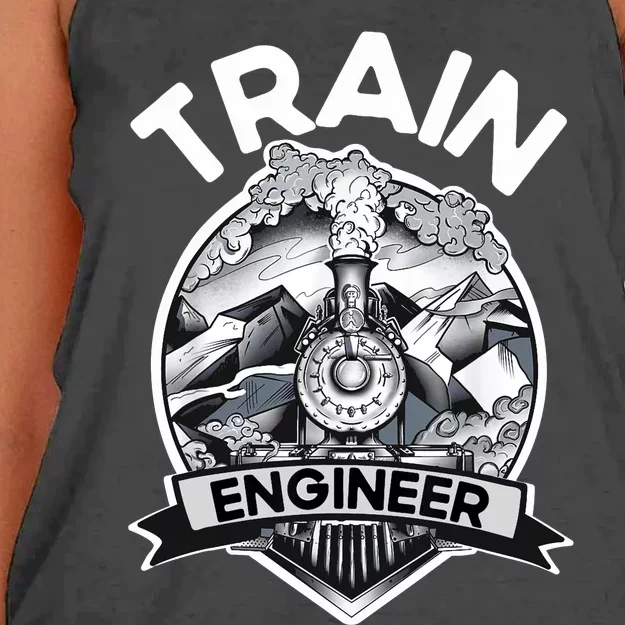 Goth Steam Train Engineer Railroad Worker Model Railway Fan Women's Knotted Racerback Tank