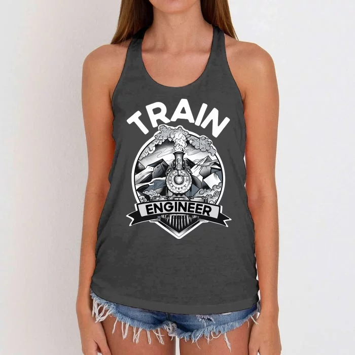 Goth Steam Train Engineer Railroad Worker Model Railway Fan Women's Knotted Racerback Tank