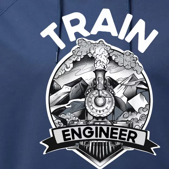 Goth Steam Train Engineer Railroad Worker Model Railway Fan Performance Fleece Hoodie