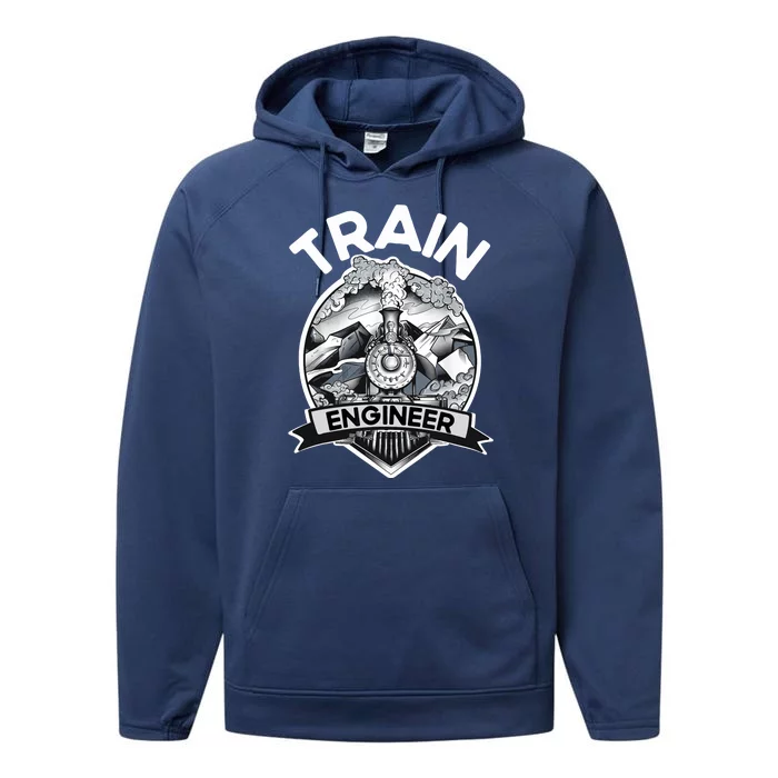 Goth Steam Train Engineer Railroad Worker Model Railway Fan Performance Fleece Hoodie