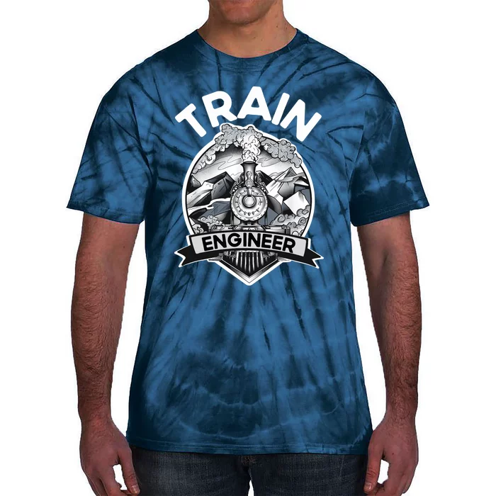 Goth Steam Train Engineer Railroad Worker Model Railway Fan Tie-Dye T-Shirt