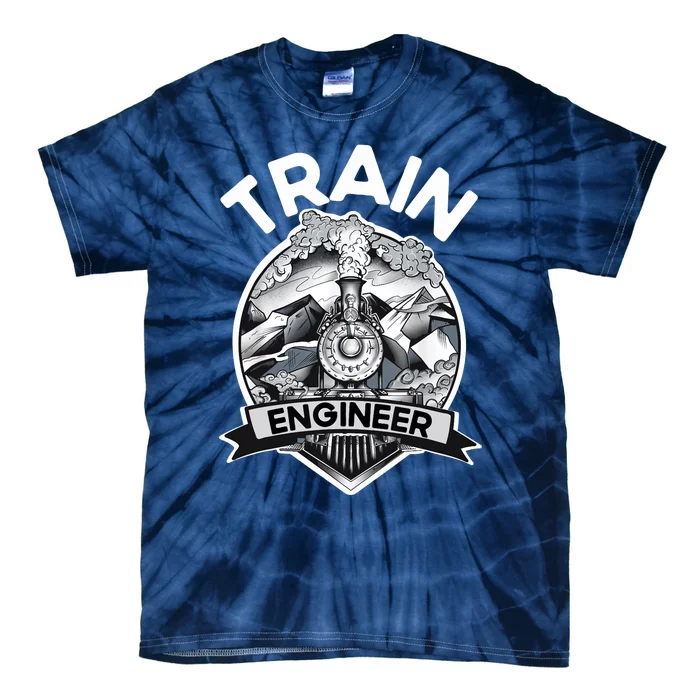 Goth Steam Train Engineer Railroad Worker Model Railway Fan Tie-Dye T-Shirt