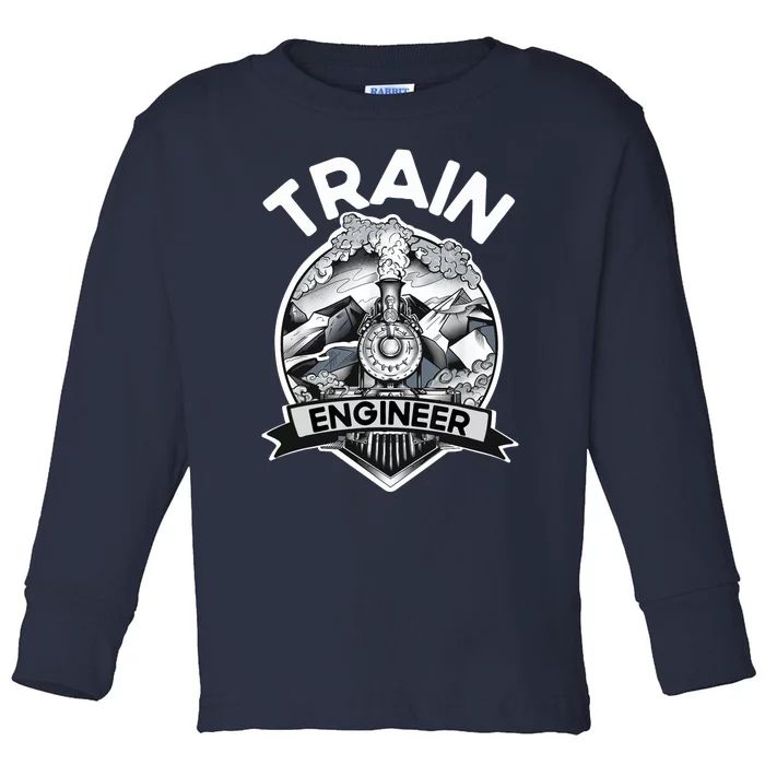 Goth Steam Train Engineer Railroad Worker Model Railway Fan Toddler Long Sleeve Shirt