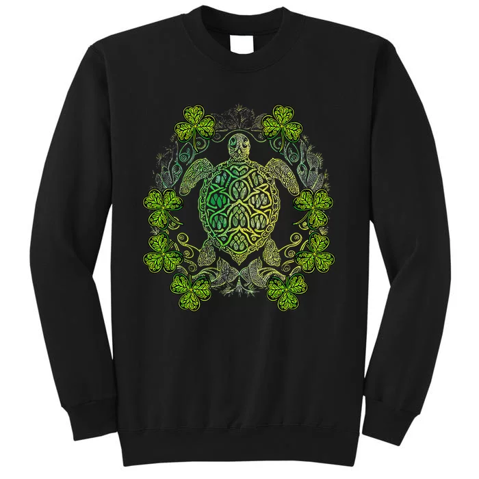 Green Sea Turtle Mandala Irish Shamrock Clover St Patricks Tall Sweatshirt