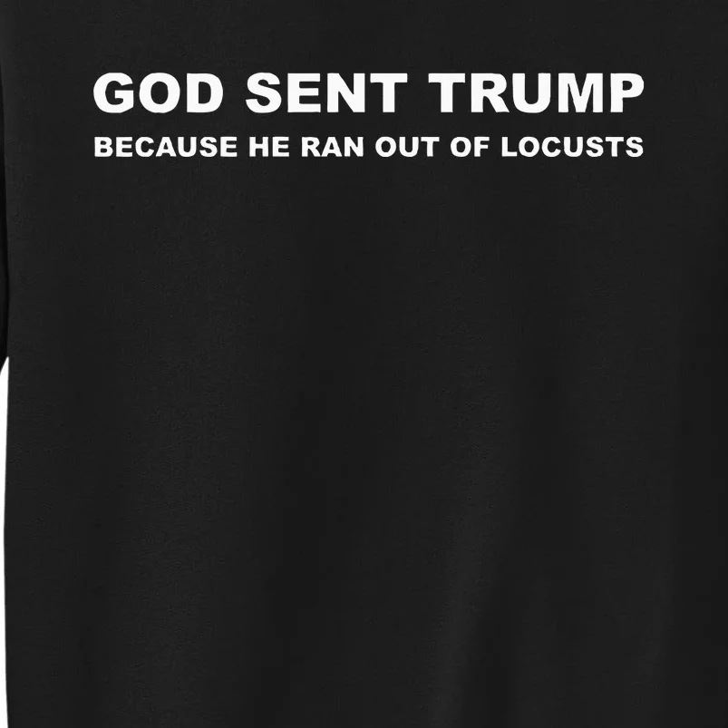 God Sent Trump Because He Ran Out Of Locusts Antitrump Tall Sweatshirt