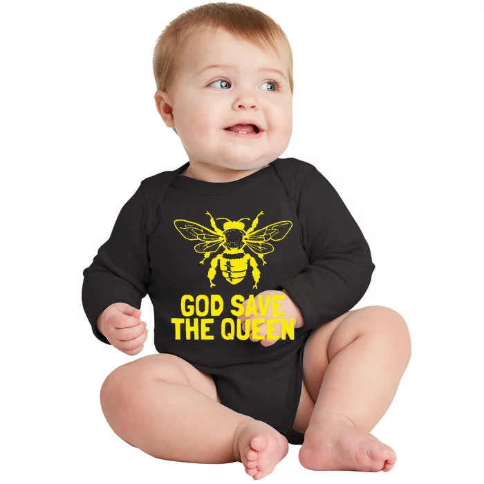 God Save The Queen Honey Bee Beekeeping Naturalist Baby Long Sleeve Bodysuit