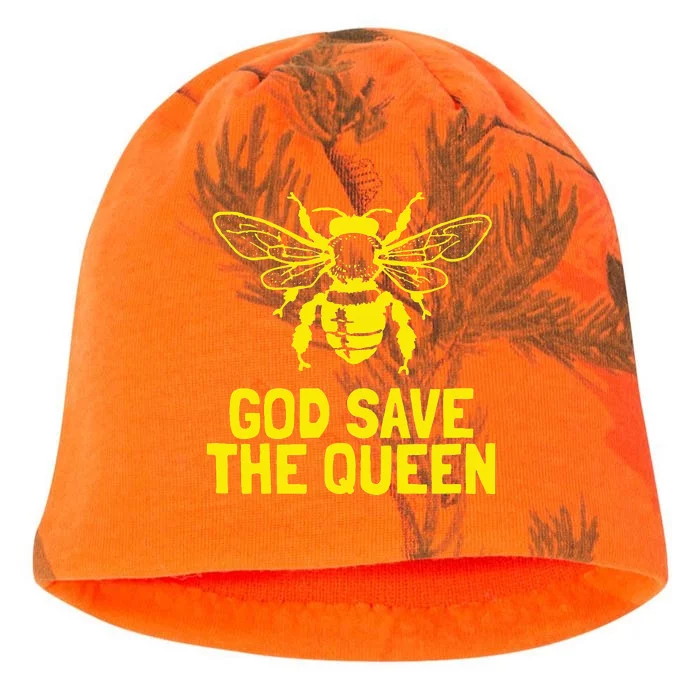 God Save The Queen Honey Bee Beekeeping Naturalist Kati - Camo Knit Beanie