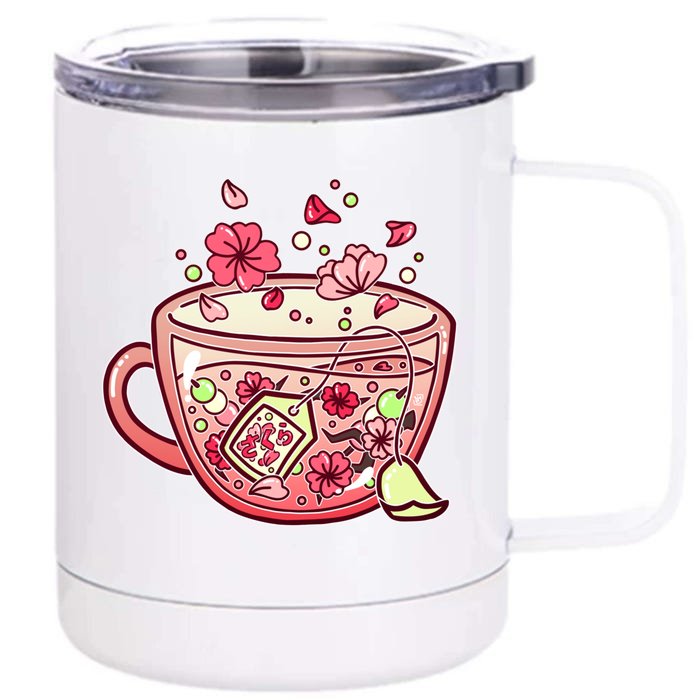 Glass Sakura Tea Front & Back 12oz Stainless Steel Tumbler Cup