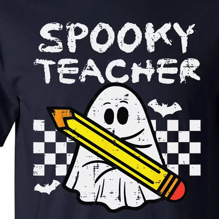 Ghost Spooky Teacher Retro Teach Halloween Costume Women Tall T-Shirt